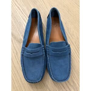 Blue Suede Loafers Women’s Size 8 Slip On Casual Driving Moc Flats